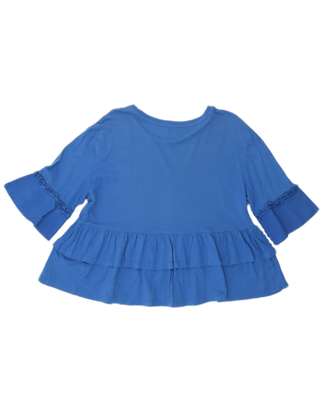 Benetton T-Shirt Court Femme UK 12 Bleu Moyen