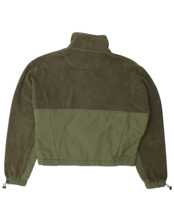 Superdry Pull polaire surdimensionné à col zippé pour femme UK 8 Small Vert Coton