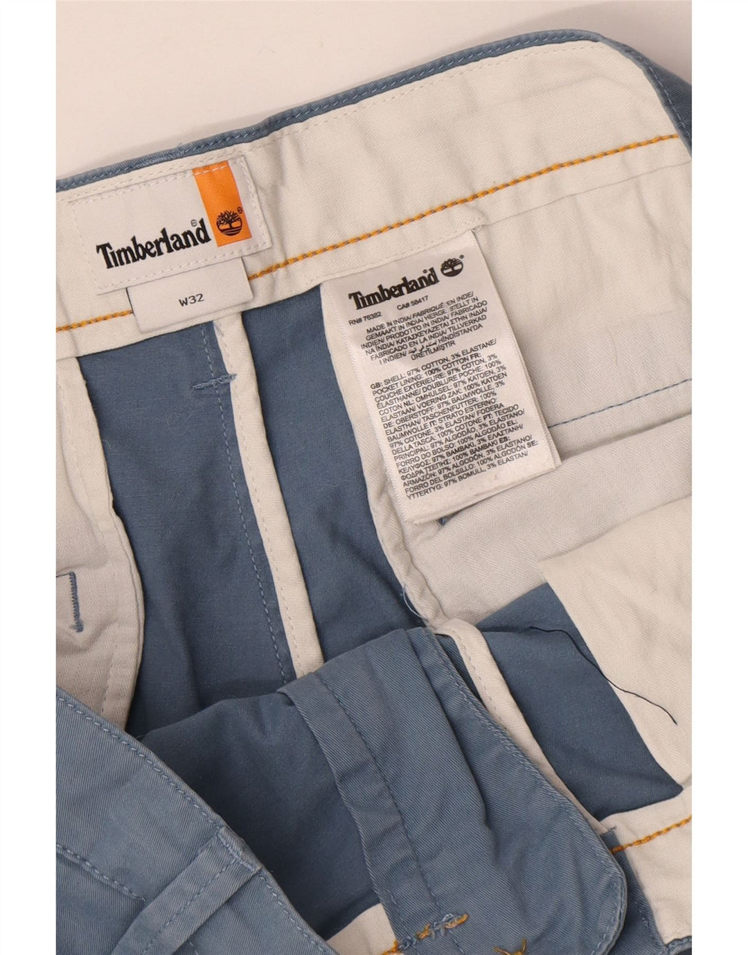 Timberland Short Chino Homme W32 Bleu Moyen Coton