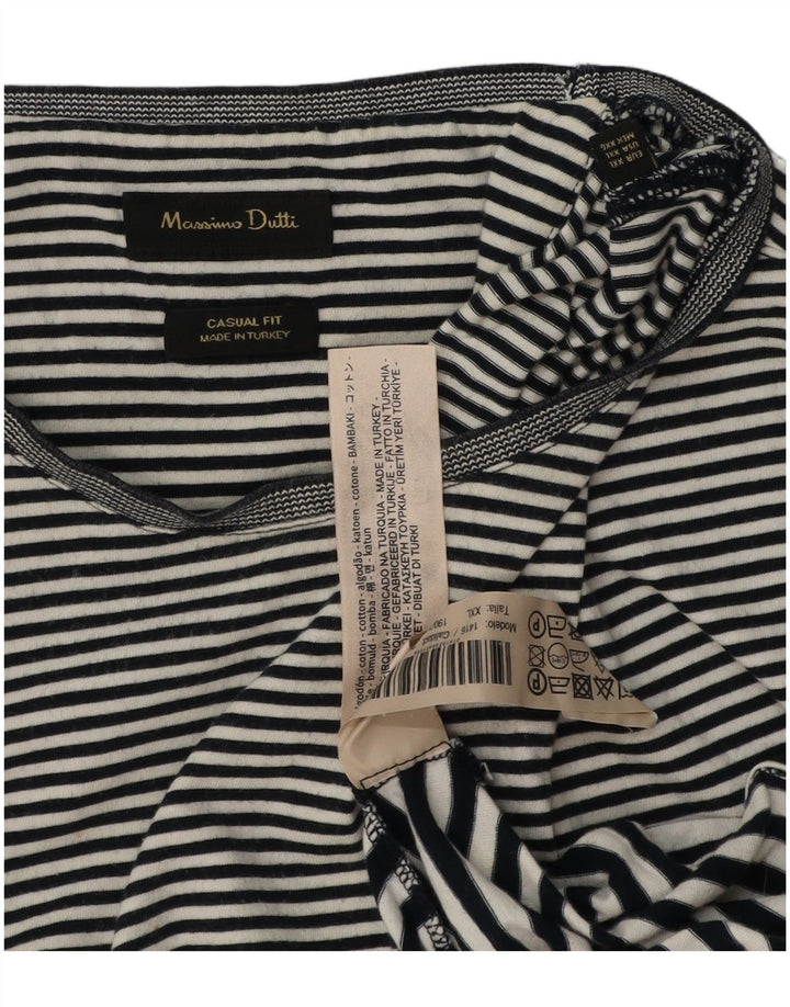 MASSIMO DUTTI T-shirt coupe décontractée pour femme UK 20 2XL Coton rayé noir