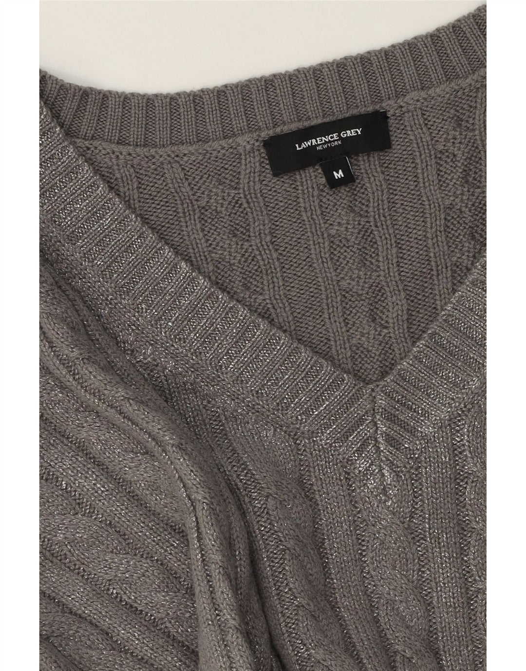 LAWRENCE GREY Womens V-Neck Jumper Sweater UK 14 Medium Grey Vintage Lawrence Grey and Second-Hand Lawrence Grey from Messina Hembry 