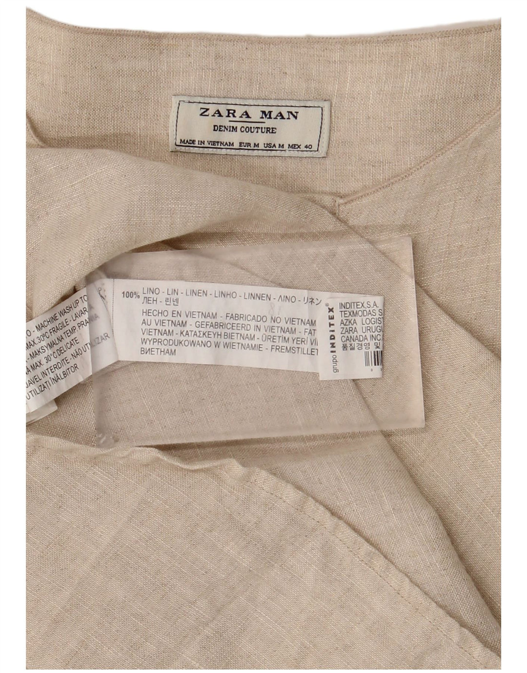 Chemise Pull Zara Homme Lin Beige Moyen