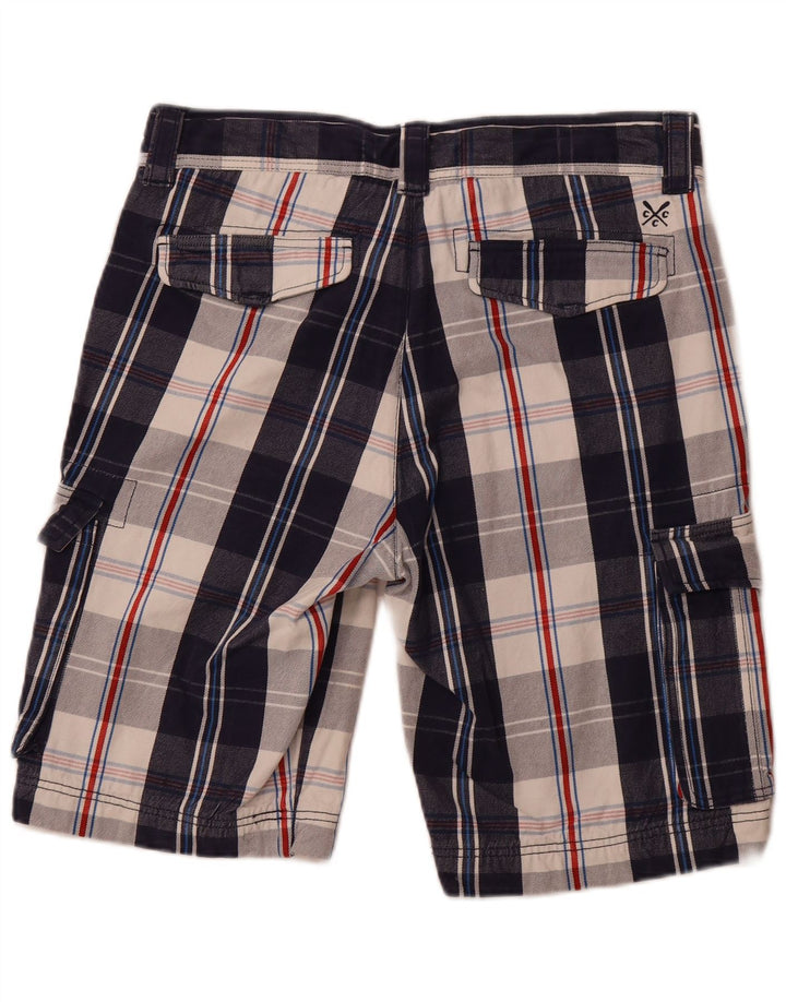 CREW CLOTHING Short Cargo Homme Moyen W32 Bleu Marine à Carreaux Coton