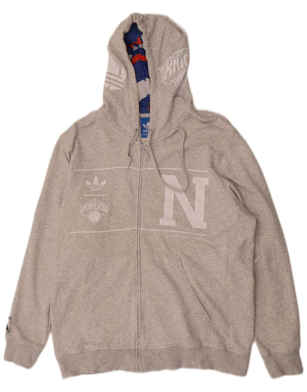 Adidas Pull à capuche zippé graphique pour homme 2XL Gris Coton
