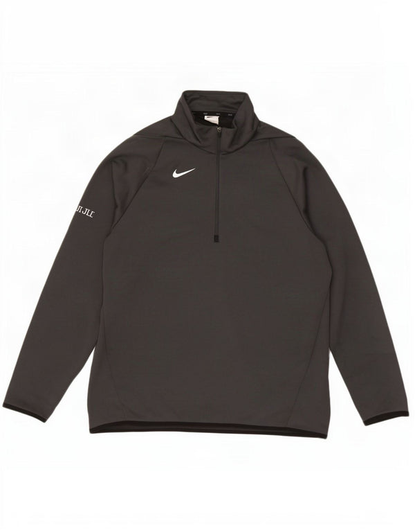 Nike Hommes Dri Fit Zip Neck Pull Survêtement Haut Large Gris Polyester