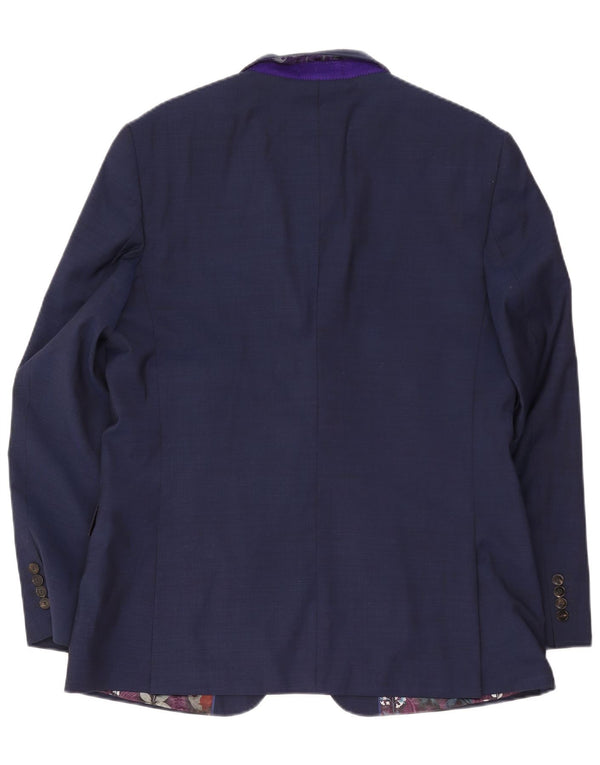 Ted Baker Veste Blazer 2 Boutons Homme UK 44 2XL Bleu Marine Laine