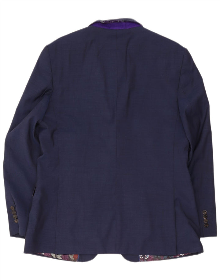 Ted Baker Veste Blazer 2 Boutons Homme UK 44 2XL Bleu Marine Laine