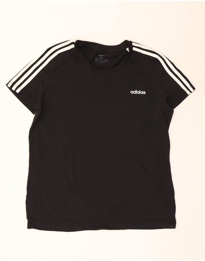 ADIDAS T-Shirt Femme Top UK 20/22 XL Noir Coton