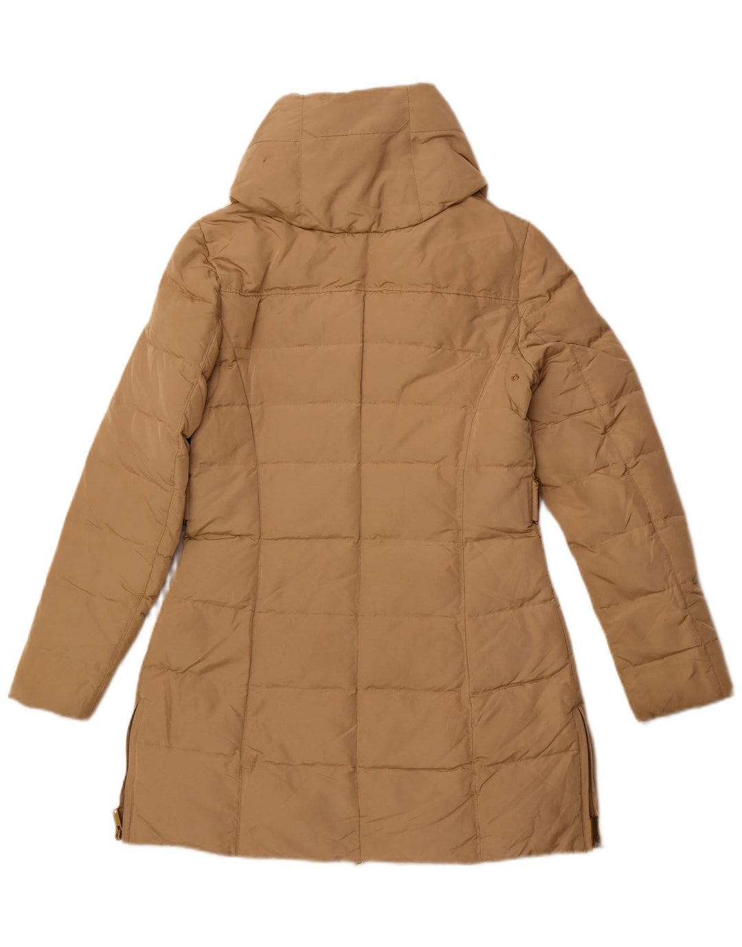 Zara Manteau rembourré à capuche pour femme UK 12 Polyester beige moyen