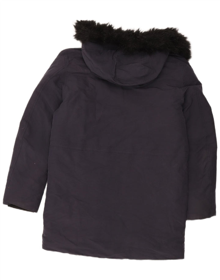 Zara Manteau matelassé à capuche pour homme UK 38 Bleu marine moyen Polyester