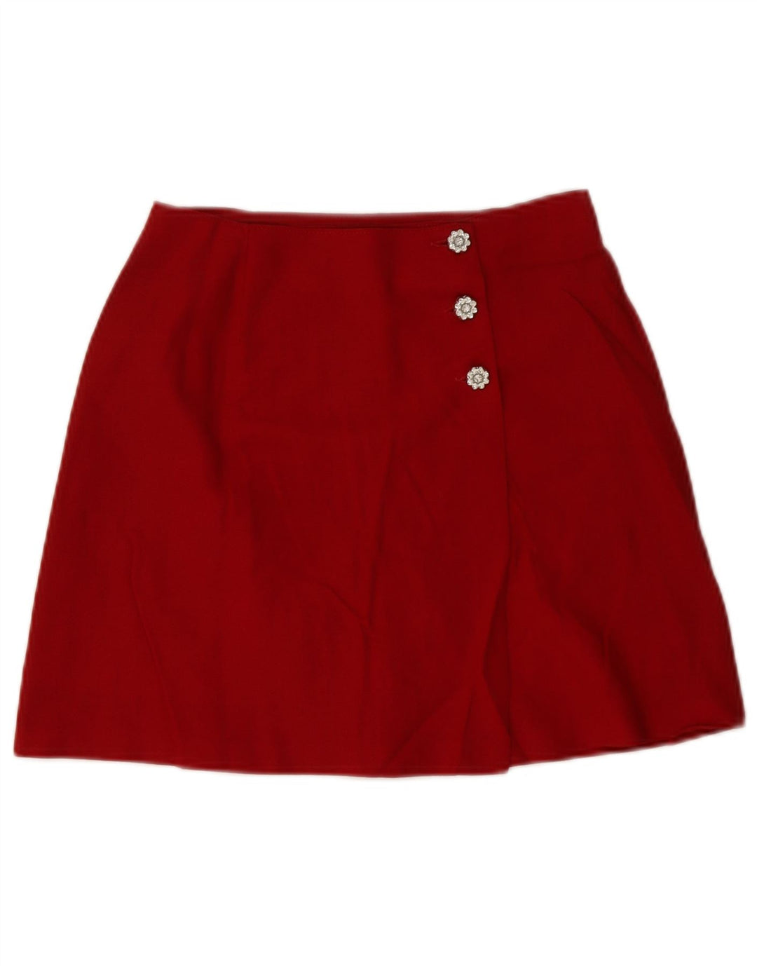 vintage Femmes Mini Wrap Jupe Moyenne W28 Laine Vierge Rouge