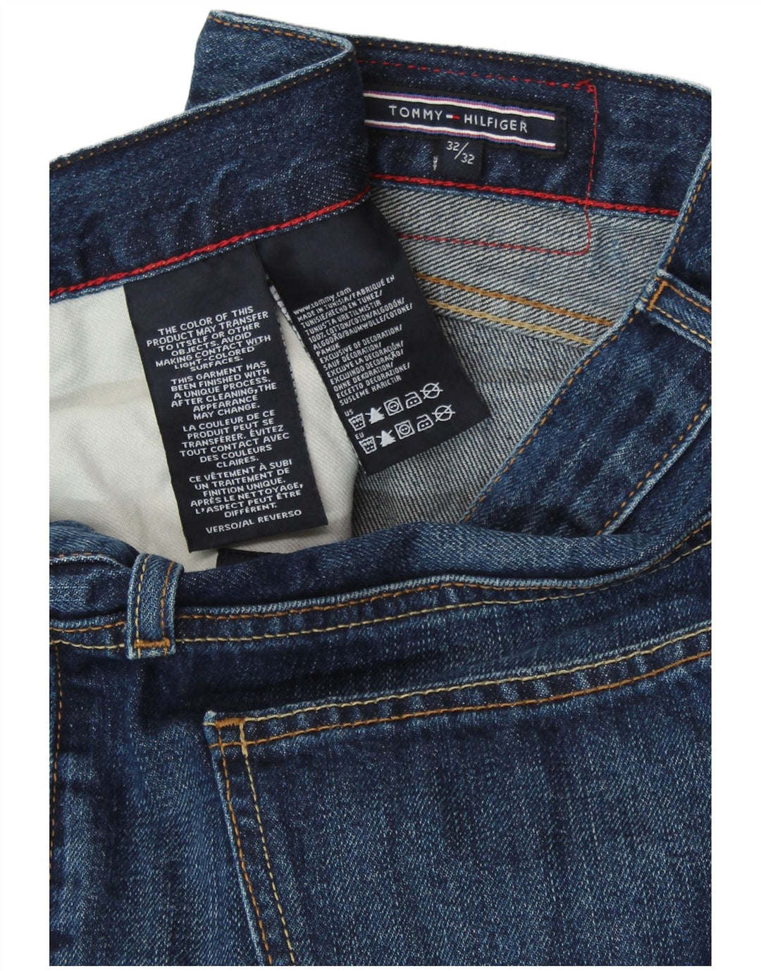 TOMMY HILFIGER Jean Droit Homme W32 L32 Bleu Coton