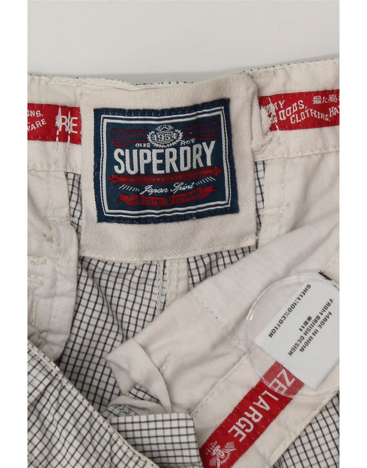 Superdry Short Cargo Homme Large W36 Coton Vichy Blanc
