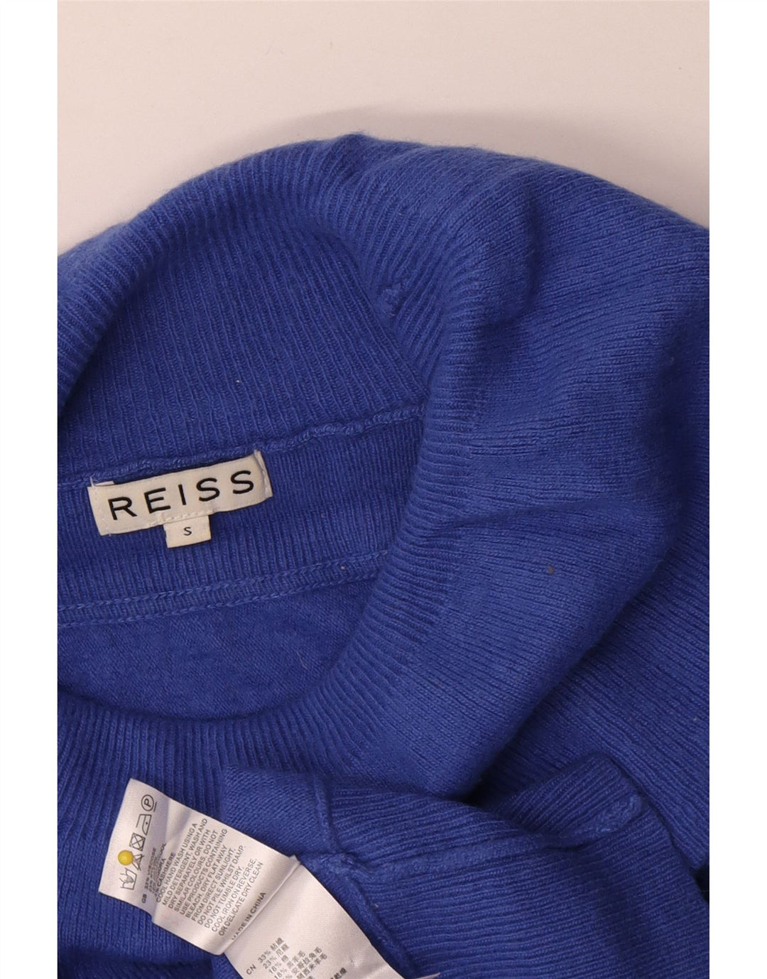 Reiss Pull surdimensionné à col roulé pour femme UK 10 Small Bleu Viscose