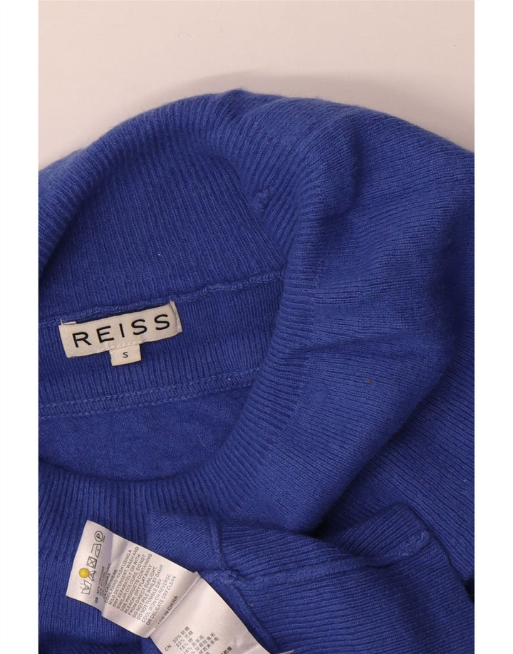 Reiss Pull surdimensionné à col roulé pour femme UK 10 Small Bleu Viscose