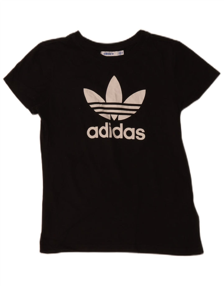 ADIDAS T-Shirt Graphique Femme Top IT 40 Petit Noir Coton