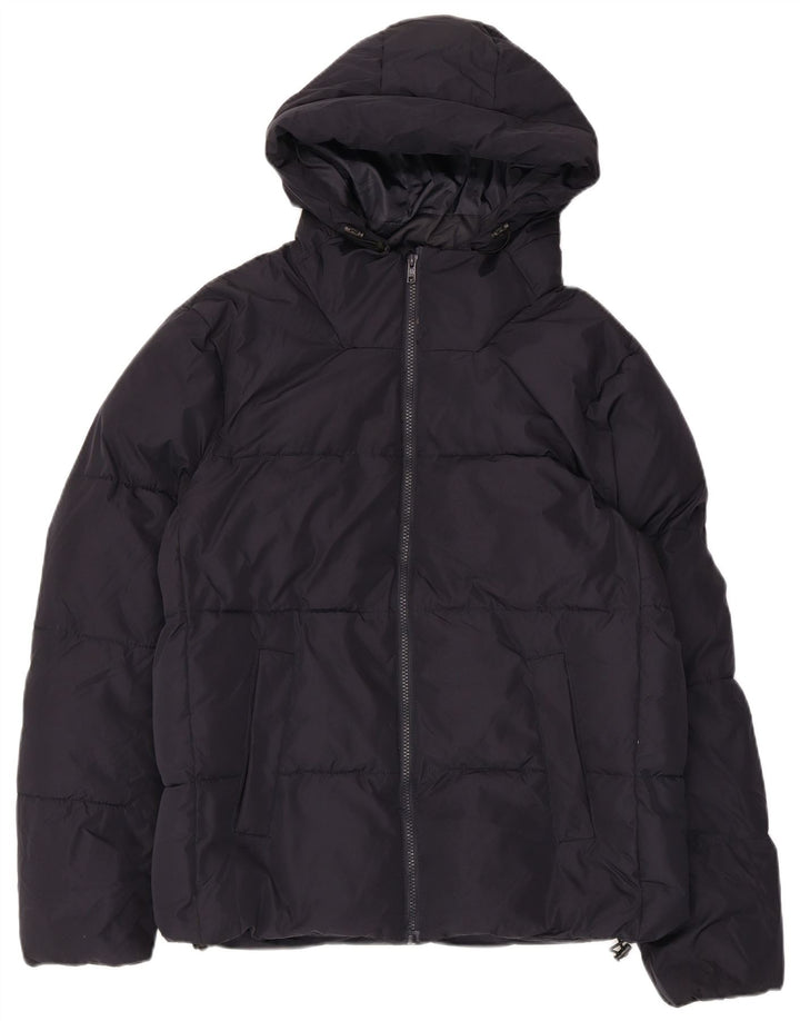 French Connection Veste matelassée à capuche pour homme UK 38 Bleu marine moyen