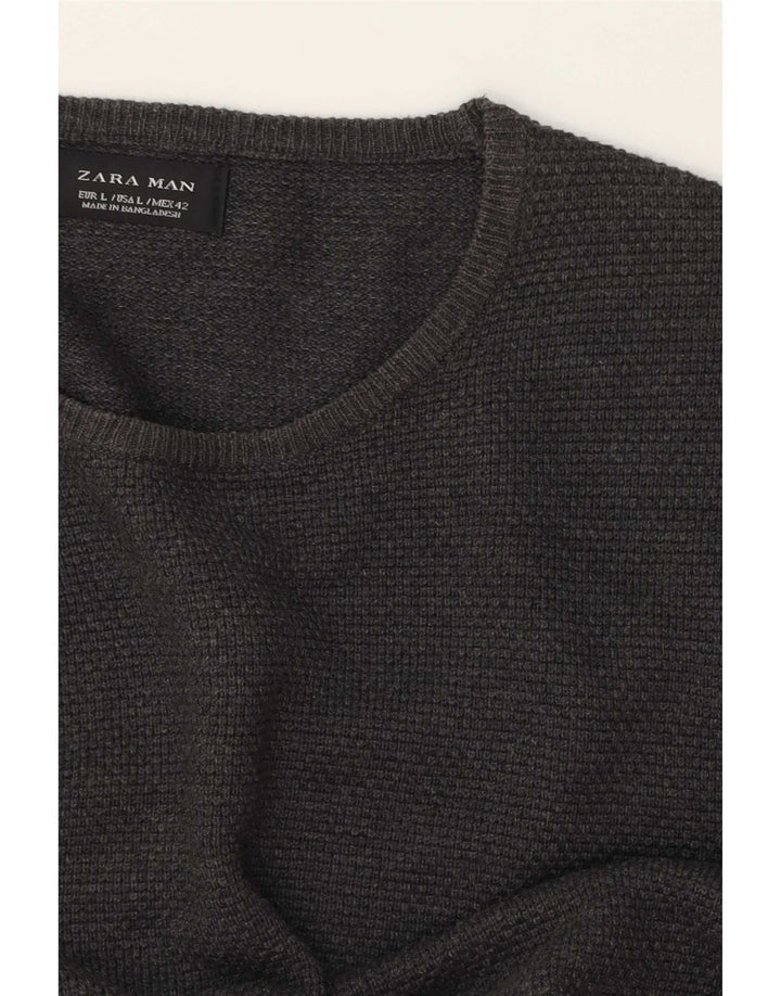 Zara Pull ras du cou pour homme, grand gris
