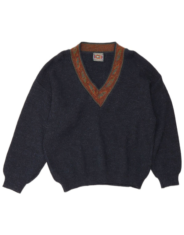 Noba 1950 Pull col V pour homme IT 48 Small Bleu marine Fair Isle