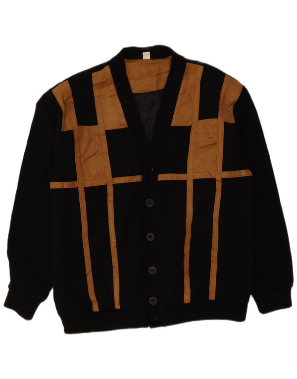 VINTAGE Veste Bomber Homme UK 42 XL Noir Colourblock Polyester