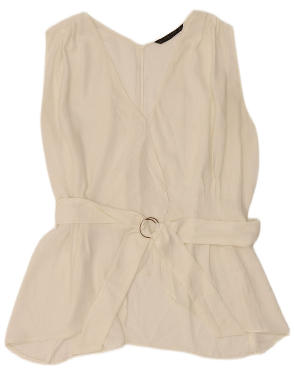 Zara Chemisier sans manches pour femme UK 18 XL Blanc