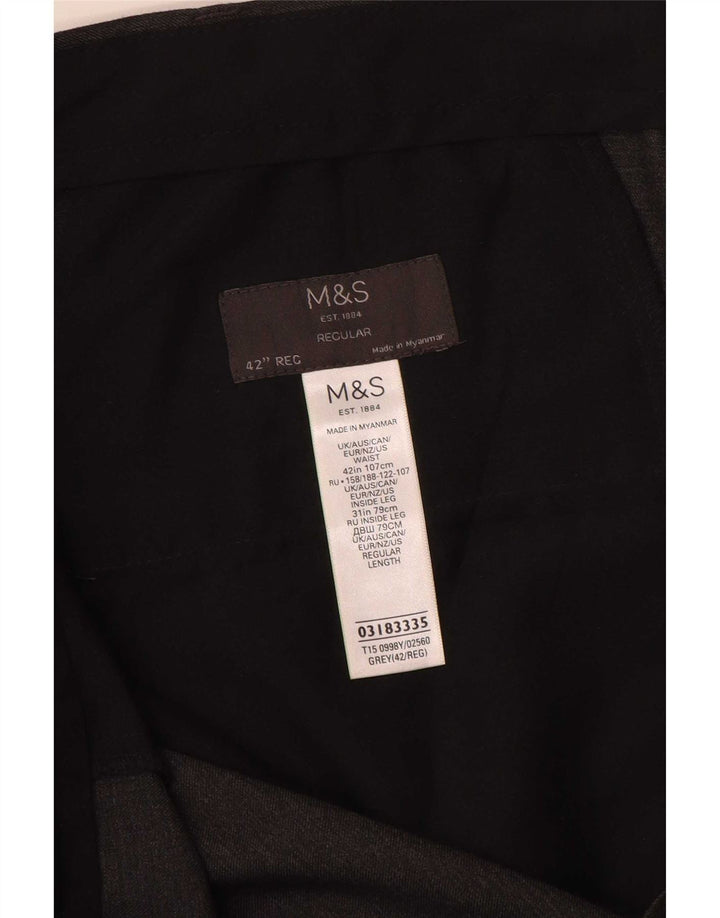 Marks & Spencer Pantalon de costume classique pour homme W42 L31 Gris Polyester