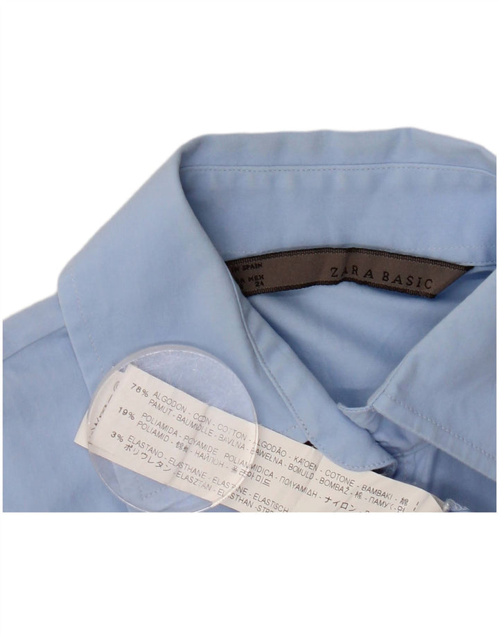 ZARA Body à manches longues pour femme UK 6 XS Bleu Coton