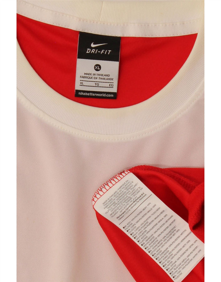 NIKE Haut Dri Fit à manches longues pour homme XL Rouge Colorblock Polyester