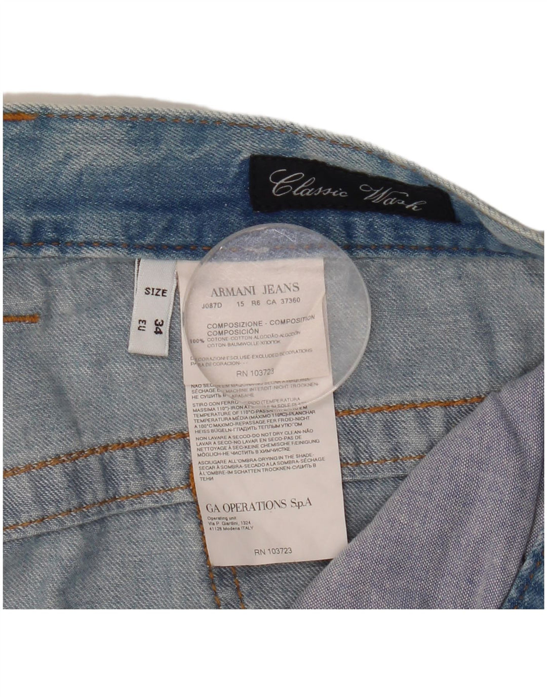 Armani Femme Jean Slim W34 L33 Bleu Coton