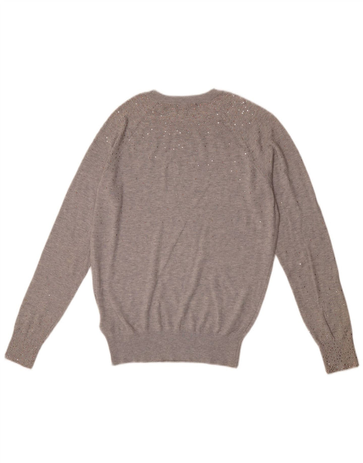 Ted Baker Pull col bateau pour femme Taille 2 Petit coton moucheté gris