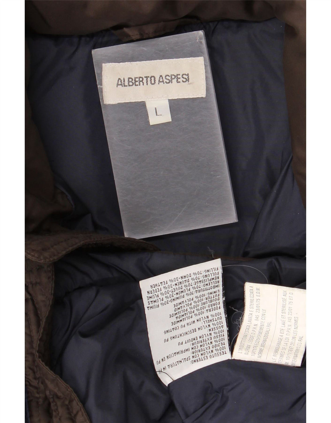 Alberto Aspesi Veste rembourrée pour femme UK 16 Large Marron Nylon