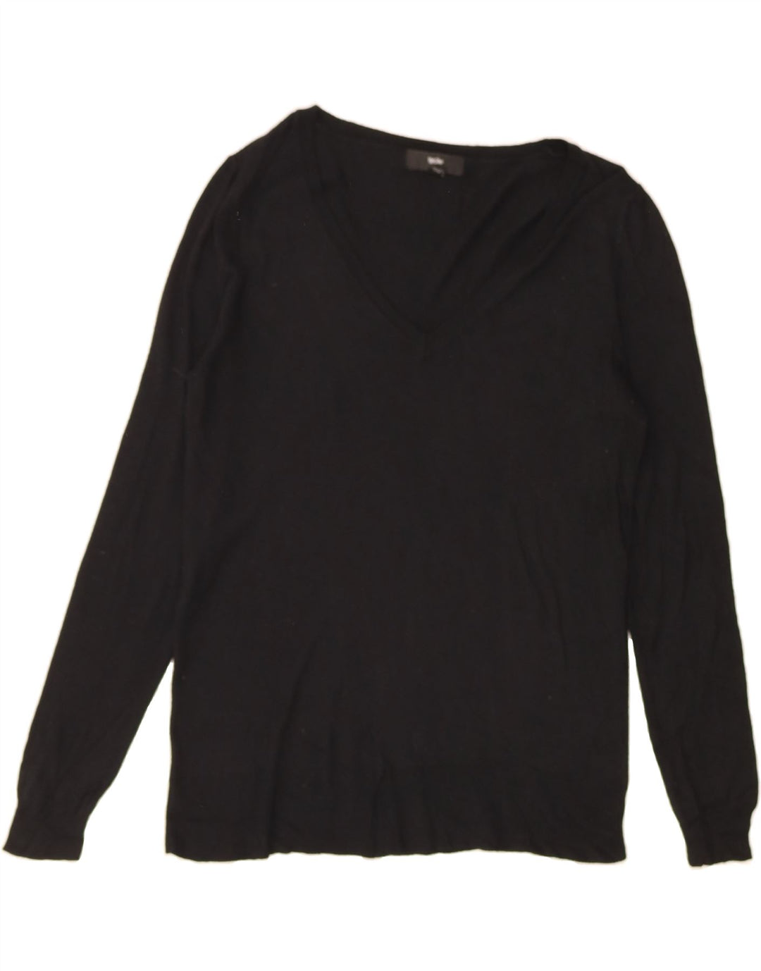 MOSSIMO Womens V-Neck Jumper Sweater UK 16 Large Black Nylon Vintage Mossimo and Second-Hand Mossimo from Messina Hembry 