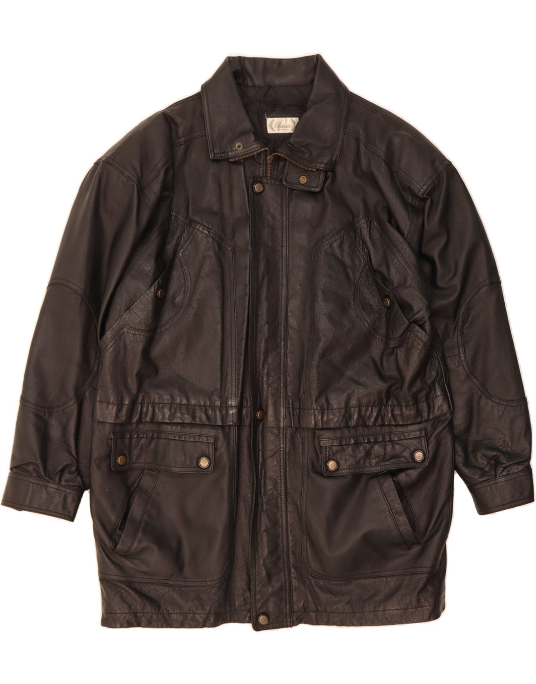 CLASSIC Mens Leather Coat UK 40 Large Black Leather Vintage CLASSIC and Second-Hand CLASSIC from Messina Hembry 