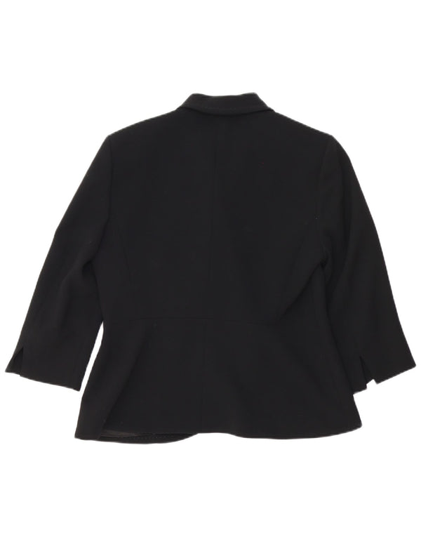 Max Mara Veste blazer à manches 3/4 pour femme 1 bouton UK 12 Rayonne noire moyenne