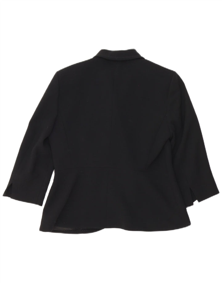 Max Mara Veste blazer à manches 3/4 pour femme 1 bouton UK 12 Rayonne noire moyenne