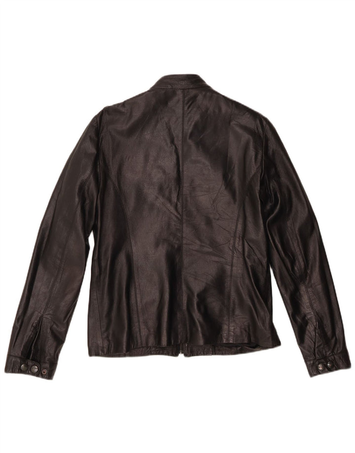 veste en cuir femme vintage IT 46 Grand cuir noir