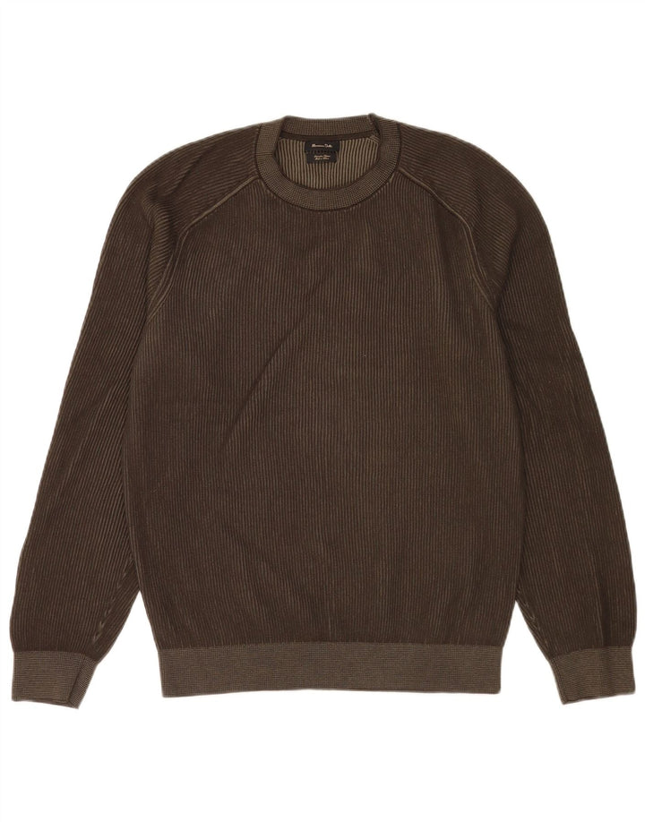 Massimo Dutti Pull col rond homme en coton marron moyen