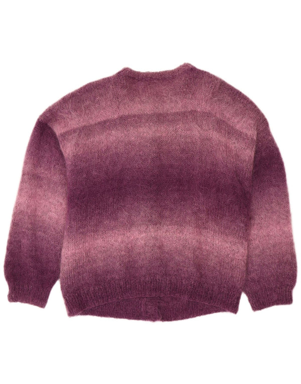 VINTAGE Femmes Loose Fit Cardigan Pull UK 18 XL Violet Colorblock