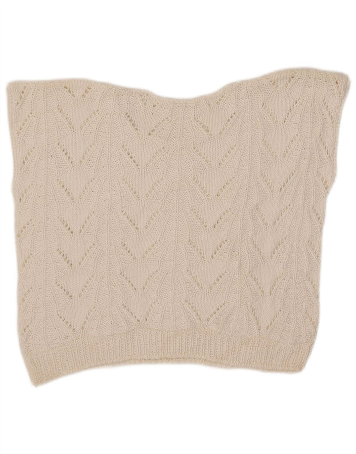 vintage Femmes Crop Vest Débardeur UK 12 Moyen Blanc