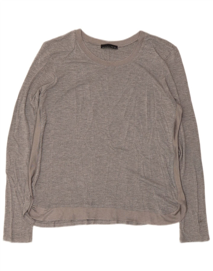 Zara Femme Top Manches Longues UK 16 Large Gris Moucheté