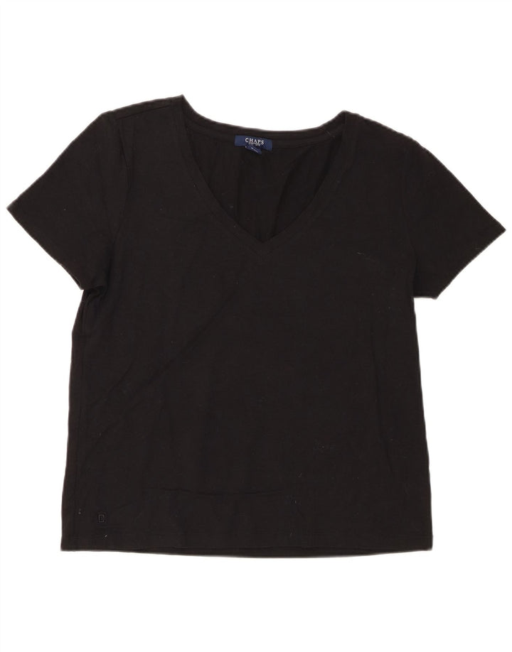 Chaps T-Shirt Femme Top UK 14 Large Noir Coton