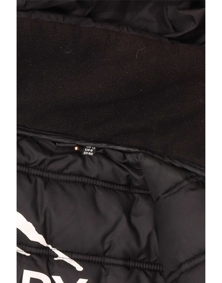 Superdry Manteau rembourré à capuche pour femme UK 12 Medium Noir Polyester