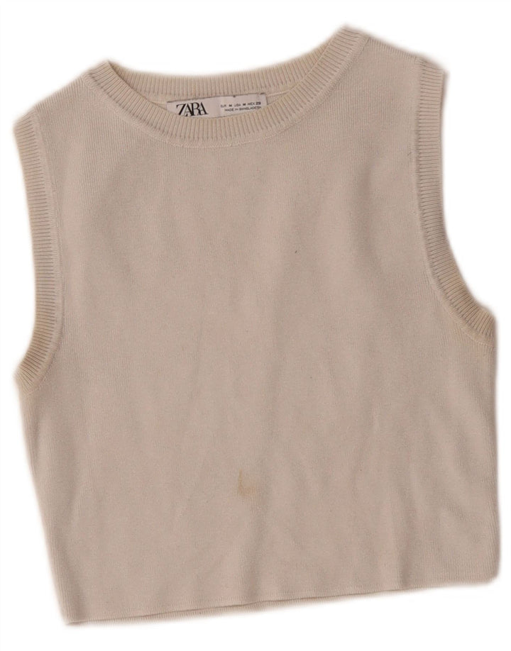 Zara Femme Crop Débardeur UK 12 Medium Off White