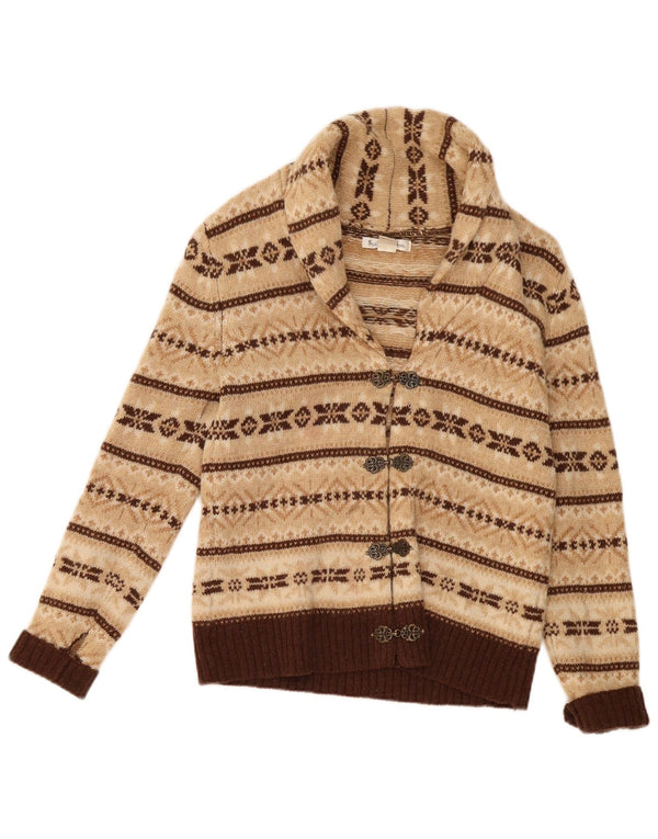 Susan Bristol Pull cardigan pour femme UK 10 Petite laine beige Fair Isle