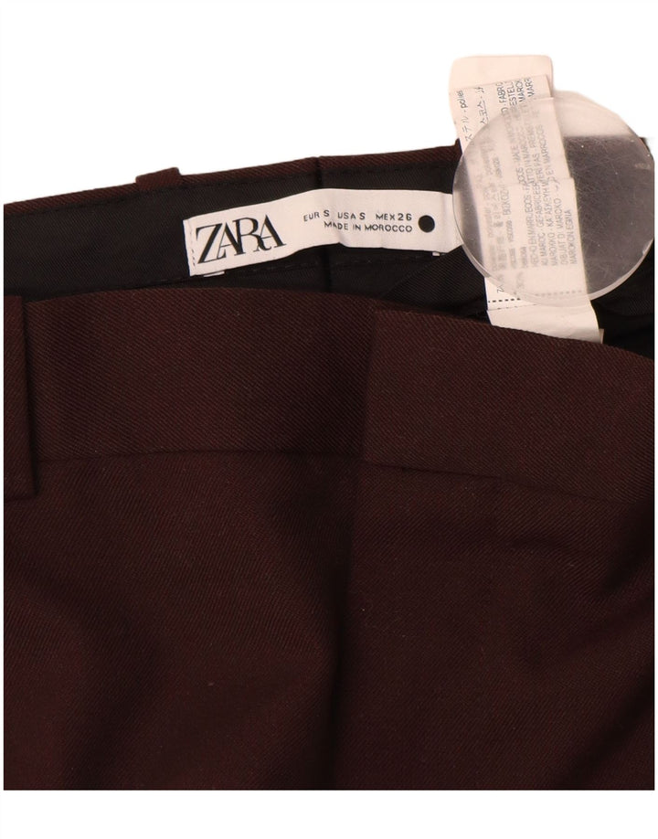 Pantalon Chino Droit Femme Zara Petit W26 L28 Marron Polyester