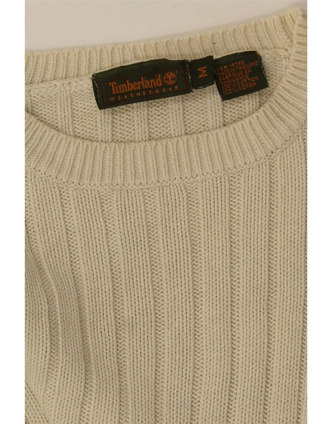 Timberland Pull Col Ras du Cou Homme Beige Moyen Coton