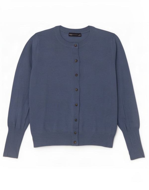 Marks & Spencer Pull Cardigan Femme UK 12 Bleu Moyen Viscose