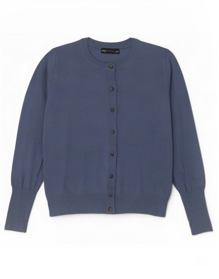 Marks & Spencer Pull Cardigan Femme UK 12 Bleu Moyen Viscose