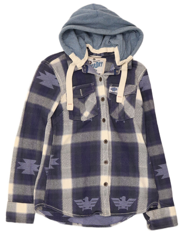 Superdry Chemise à Capuche Lumberjack Flannel Homme Bleu Moyen Plaid Aztec