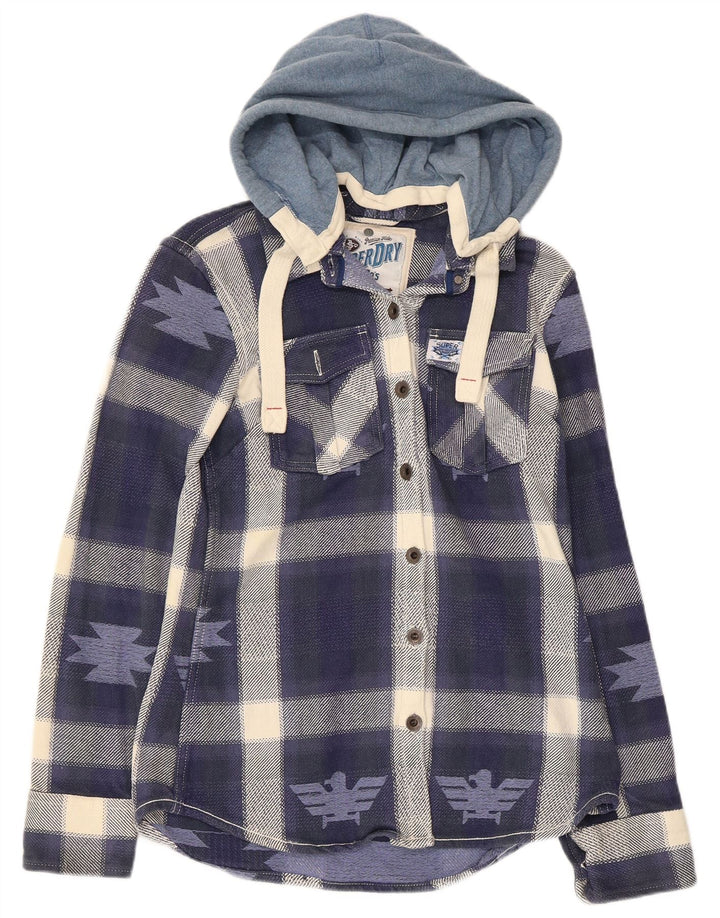 Superdry Chemise à Capuche Lumberjack Flannel Homme Bleu Moyen Plaid Aztec